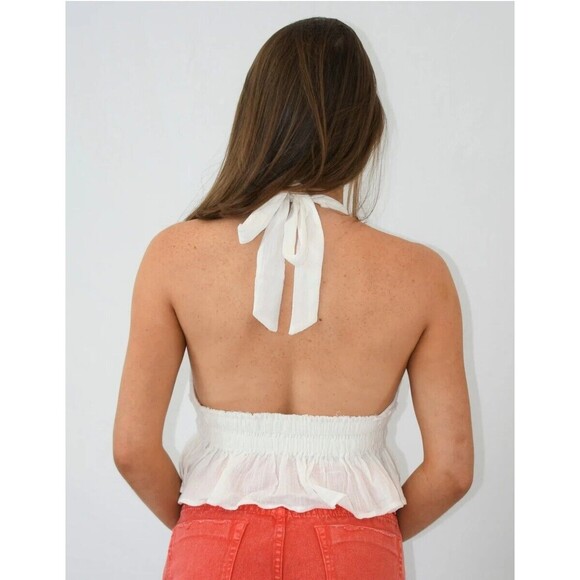 Almost Famous Women's Halter Crop Top Shirt Junior's Size XL Tanks Ivory New - Picture 2 of 12
